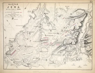 Carte de la bataille de Iéna, publiée par William Blackwood and Sons, Édimbourg et Londres, 1848 (gravure en couleur)